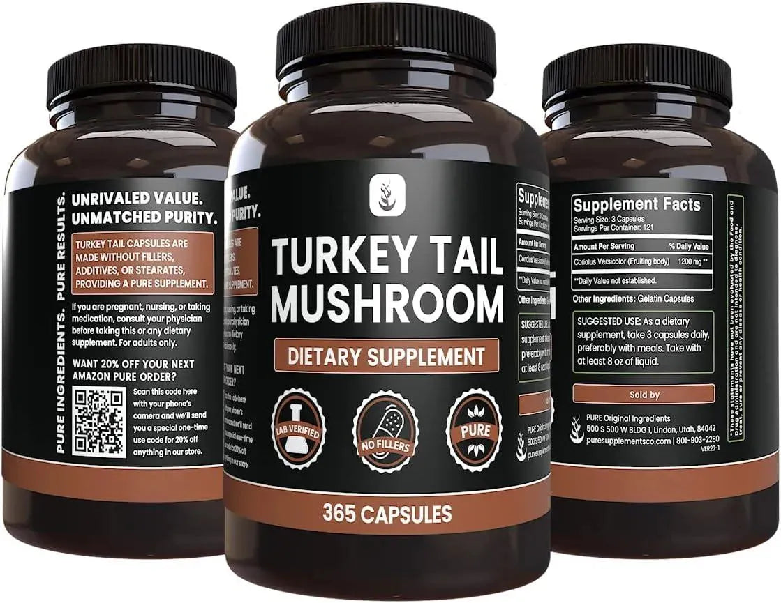 PURE ORIGINAL INGREDIENTS - Pure Original Ingredients Turkey Tail Mushroom 365 Capsulas - The Red Vitamin MX - Suplementos Alimenticios - {{ shop.shopifyCountryName }}