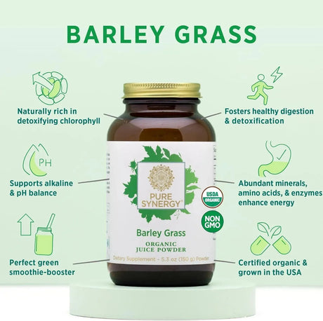 PURE SYNERGY - PURE SYNERGY Organic Barley Grass Juice Powder 150Gr. - The Red Vitamin MX - Suplementos Alimenticios - {{ shop.shopifyCountryName }}