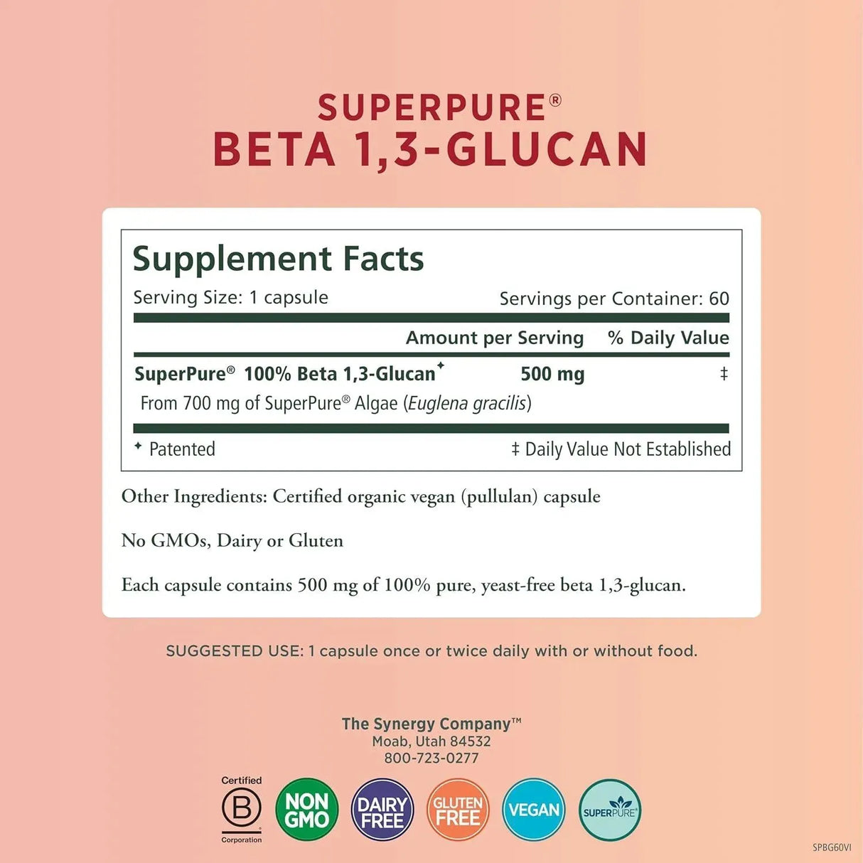 PURE SYNERGY - Pure Synergy SuperPure Beta 1,3-Glucan Extract 60 Capsulas - The Red Vitamin MX - Suplementos Alimenticios - {{ shop.shopifyCountryName }}