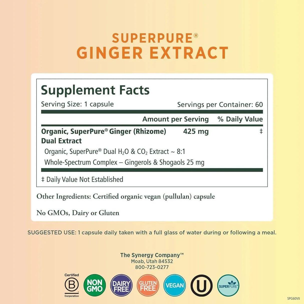 PURE SYNERGY - PURE SYNERGY SuperPure Ginger Extract 60 Capsulas - The Red Vitamin MX - Suplementos Alimenticios - {{ shop.shopifyCountryName }}