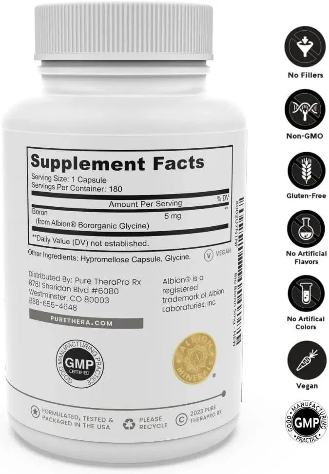 PURE THERAPRO RX - Pure TheraPro Rx Bio Boron 5 Mg. 180 Capsulas - The Red Vitamin MX - Suplementos Alimenticios - {{ shop.shopifyCountryName }}