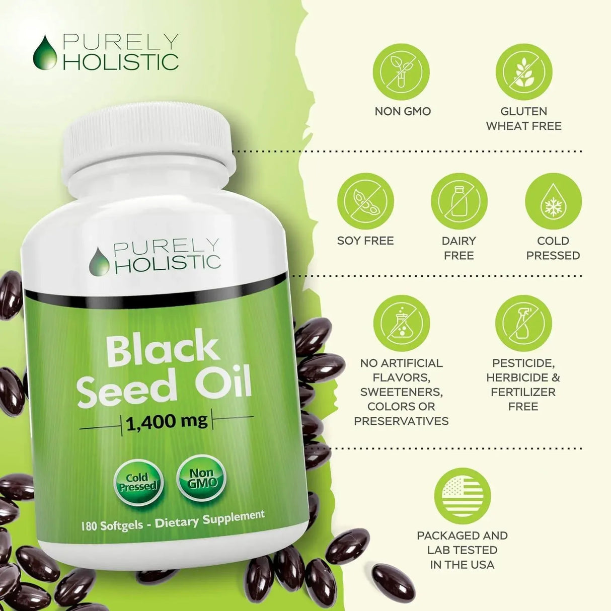 PURELY HOLISTIC - Purely Holistic Black Seed Oil 1400Mg. 180 Capsulas Blandas - The Red Vitamin MX - Suplementos Alimenticios - {{ shop.shopifyCountryName }}