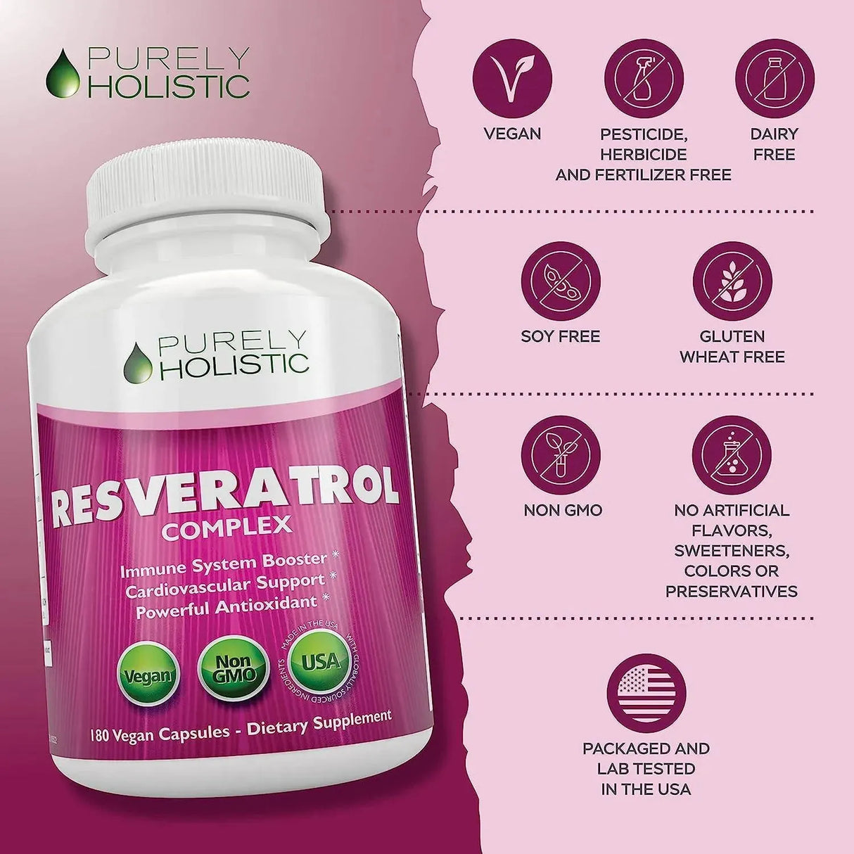 PURELY HOLISTIC - Purely Holistic Resveratrol 1450Mg. 180 Capsulas - The Red Vitamin MX - Suplementos Alimenticios - {{ shop.shopifyCountryName }}