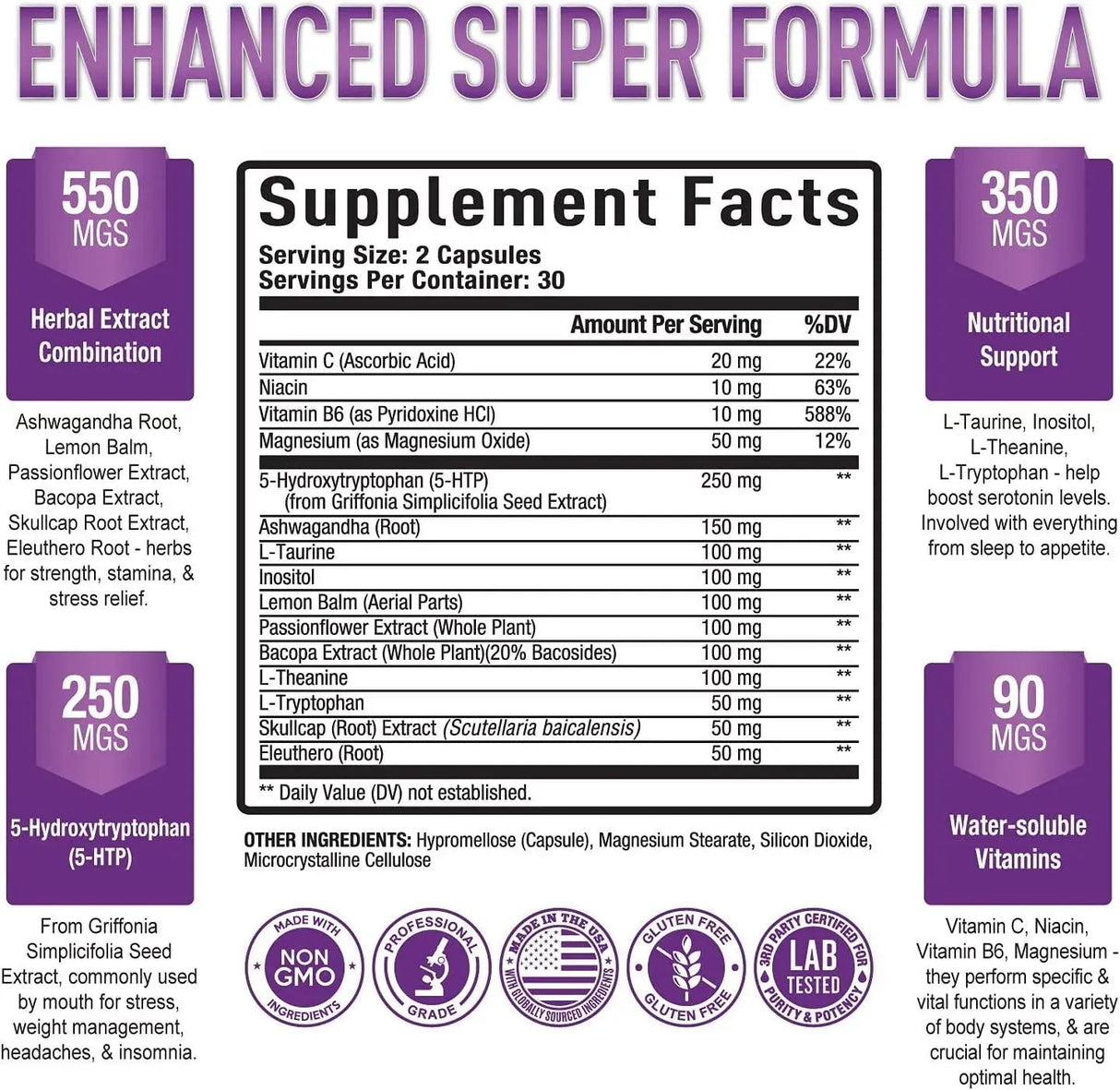 PURELY OPTIMAL - Purely Optimal Premium 5-HTP Plus Supplement 250Mg. 60 Capsulas - The Red Vitamin MX - Suplementos Alimenticios - {{ shop.shopifyCountryName }}