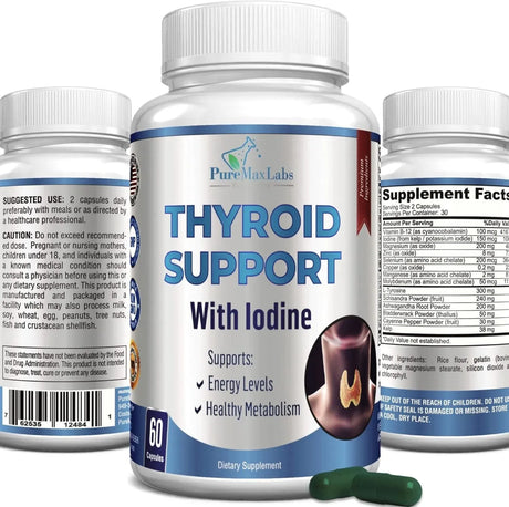 PUREMAX LABS - PureMax Labs Thyroid Support with Iodine 60 Capsulas - The Red Vitamin MX - Suplementos Alimenticios - {{ shop.shopifyCountryName }}