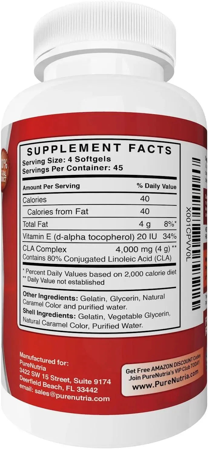 PURENUTRIA - PureNutria CLA 4000Mg. 180 Capsulas Blandas - The Red Vitamin MX - Suplementos Alimenticios - {{ shop.shopifyCountryName }}