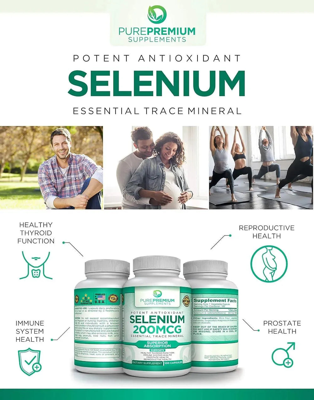 PUREPREMIUM SUPPLEMENTS - PurePremium Organic Selenium 200mcg 100 Capsulas - The Red Vitamin MX - Suplementos Alimenticios - {{ shop.shopifyCountryName }}