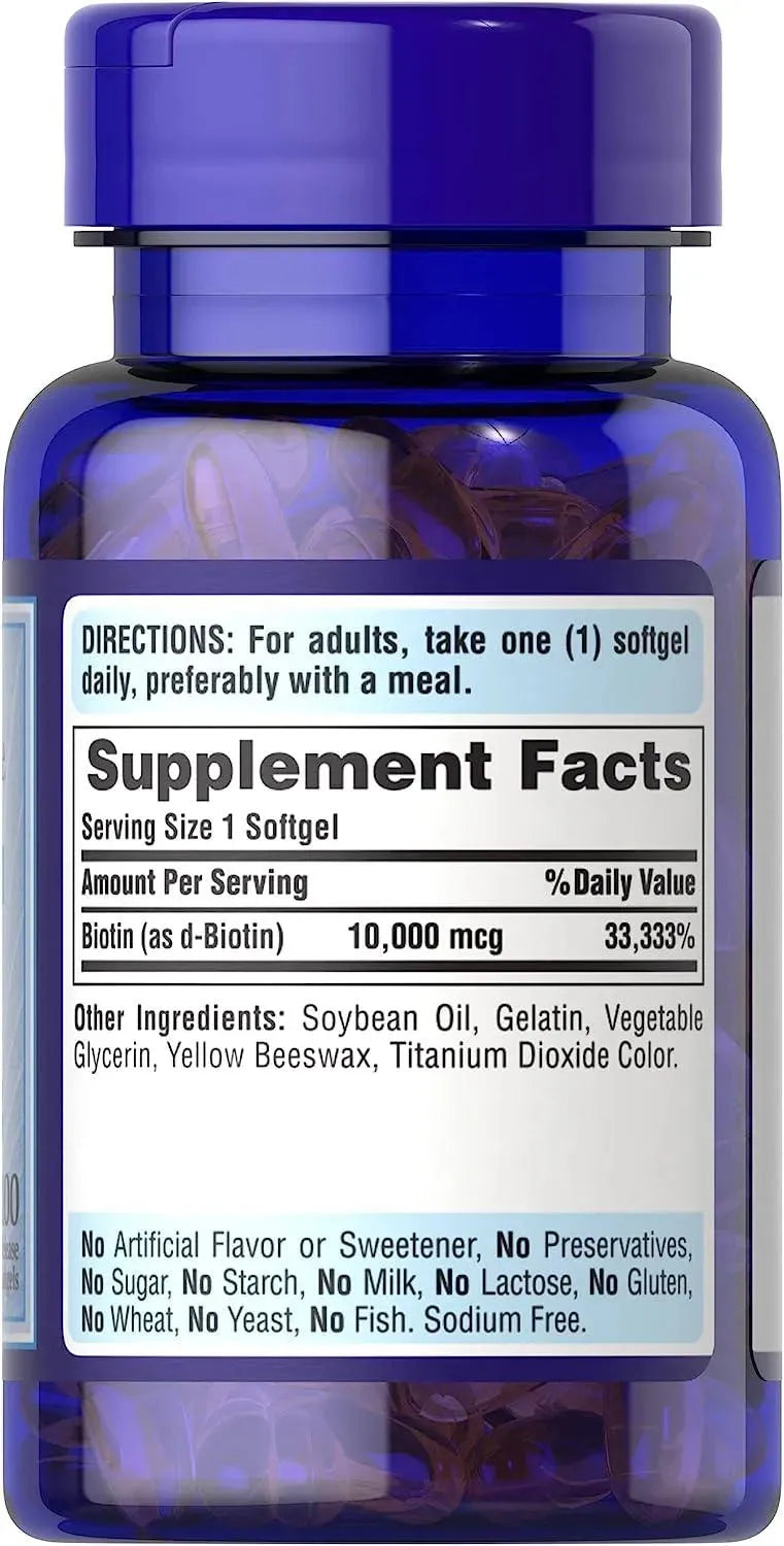 PURITAN'S PRIDE - Puritan's Pride Biotin 10000 mcg 100 Capsulas Blandas - The Red Vitamin MX - Suplementos Alimenticios - {{ shop.shopifyCountryName }}