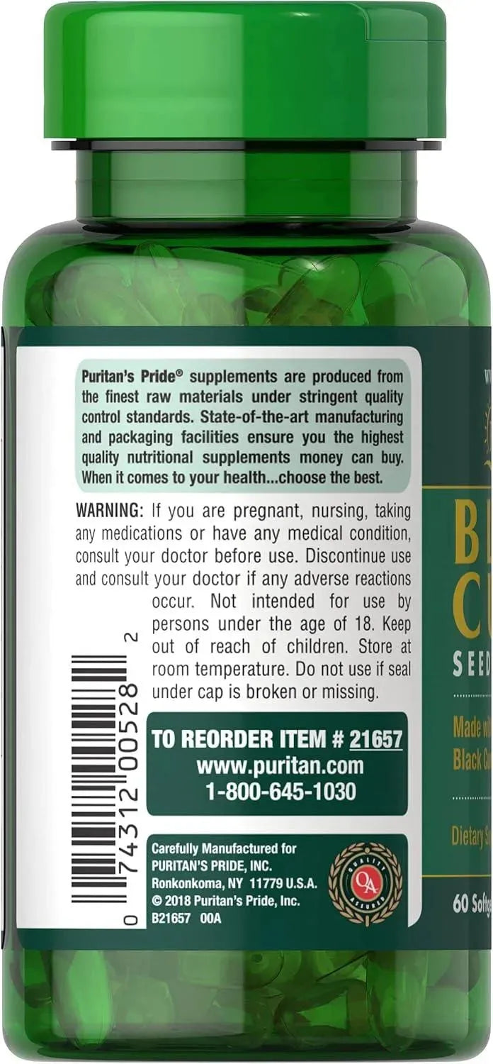 PURITAN'S PRIDE - Puritan's Pride Black Cumin Seed Oil 500Mg. 60 Capsulas Blandas - The Red Vitamin MX - Suplementos Alimenticios - {{ shop.shopifyCountryName }}
