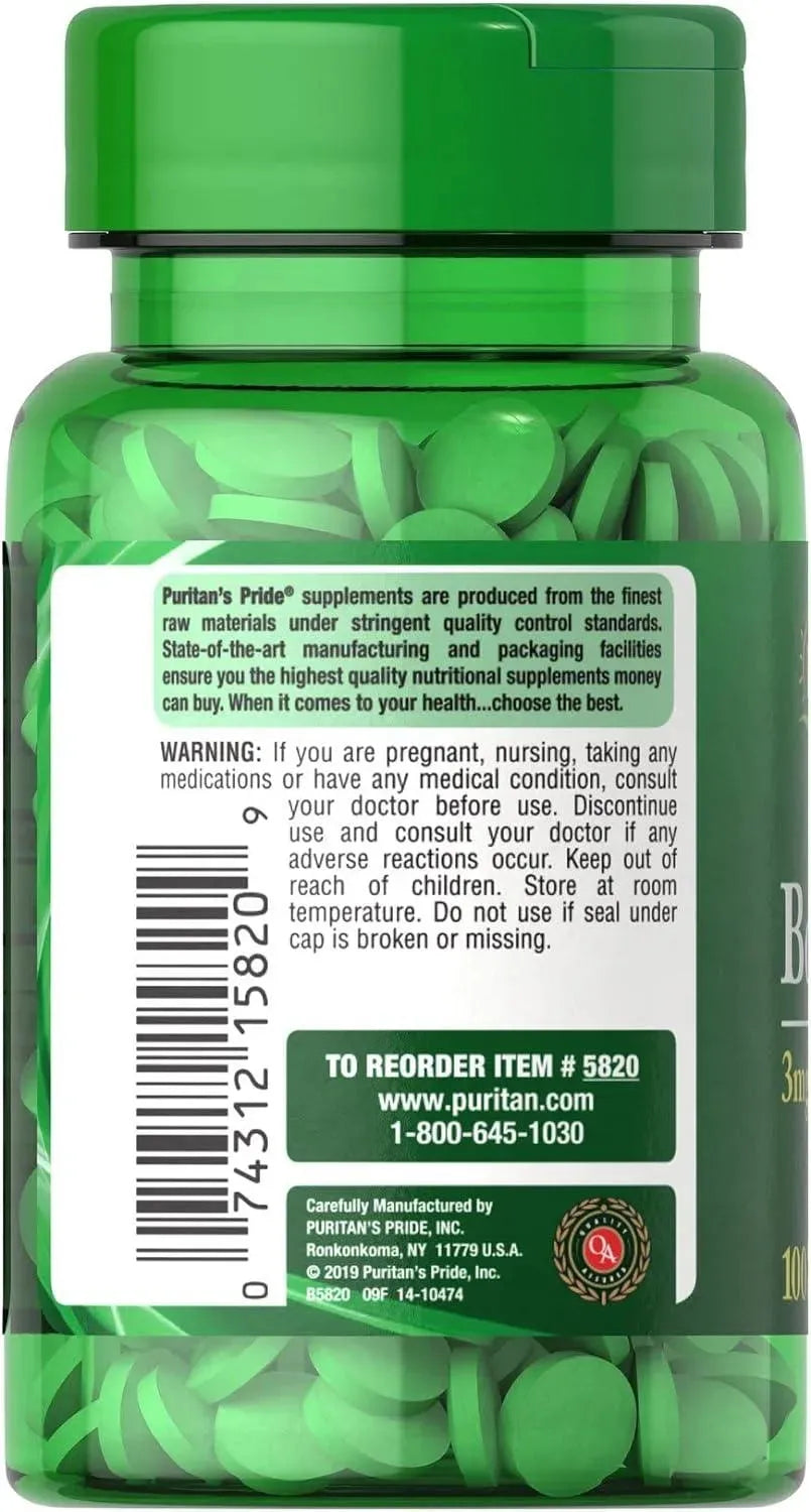 PURITAN'S PRIDE - Puritan's Pride Boron 3 Mg. 100 Tabletas - The Red Vitamin MX - Suplementos Alimenticios - {{ shop.shopifyCountryName }}