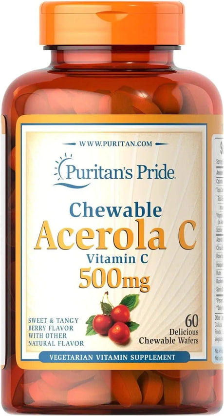PURITAN'S PRIDE - Puritan's Pride Chewable Acerola C 500Mg. 60 Tabletas Masticables - The Red Vitamin MX - Suplementos Alimenticios - {{ shop.shopifyCountryName }}