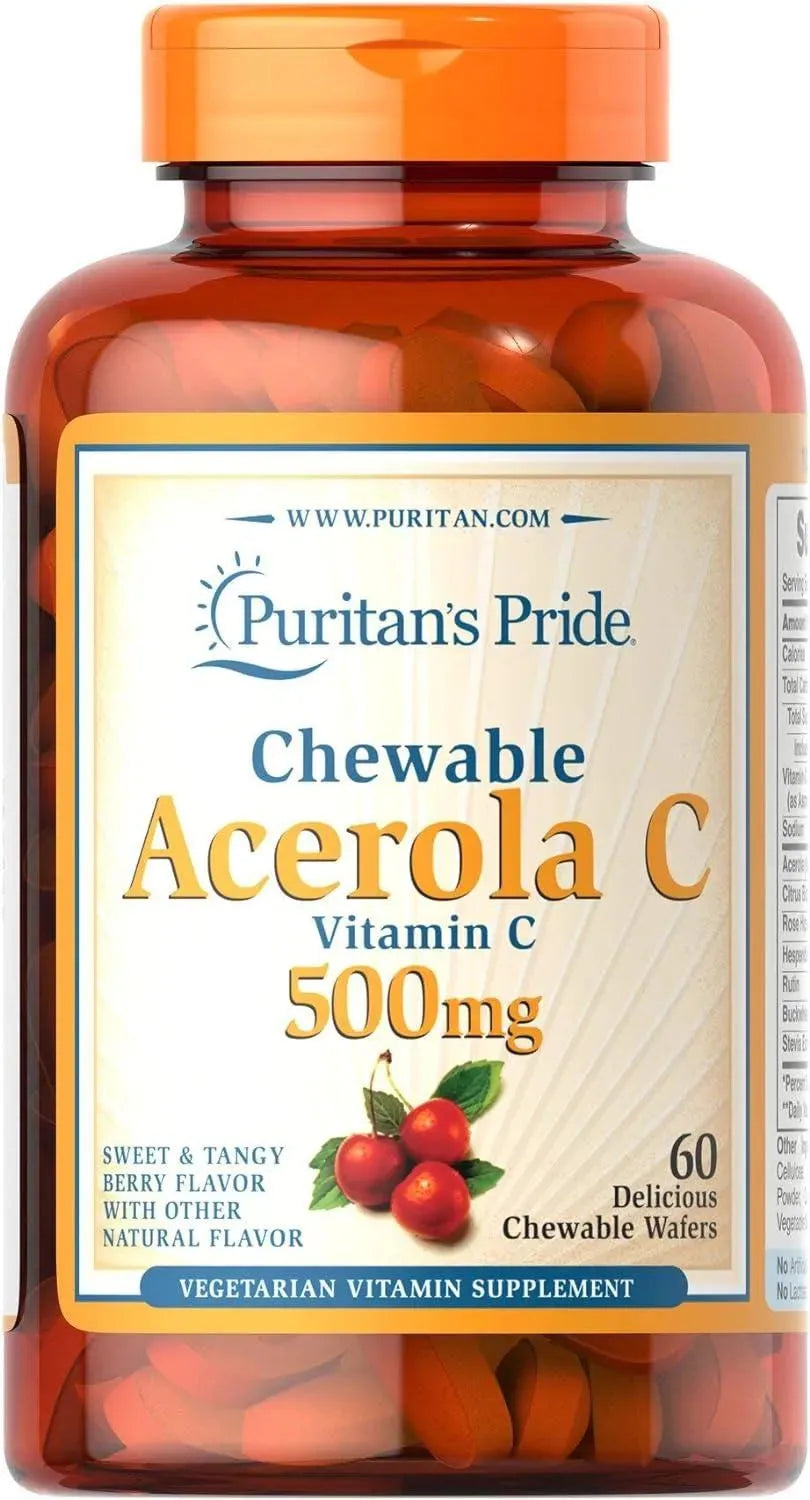PURITAN'S PRIDE - Puritan's Pride Chewable Acerola C 500Mg. 60 Tabletas Masticables - The Red Vitamin MX - Suplementos Alimenticios - {{ shop.shopifyCountryName }}