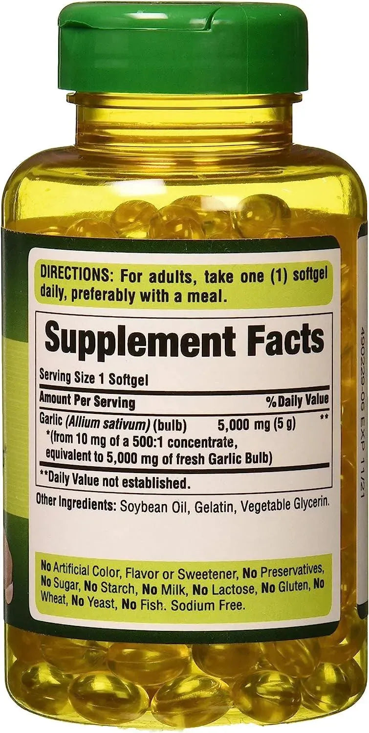 PURITAN'S PRIDE - Puritan's Pride Garlic Oil 5000Mg. 250 Capsulas Blandas - The Red Vitamin MX - Suplementos Alimenticios - {{ shop.shopifyCountryName }}