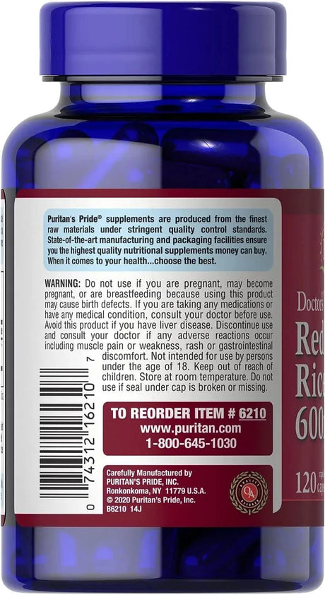 PURITAN'S PRIDE - Puritan's Pride Red Yeast Rice 600Mg. 120 Capsulas - The Red Vitamin MX - Suplementos Alimenticios - {{ shop.shopifyCountryName }}