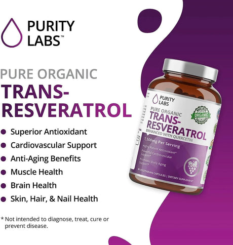 PURITY LABS - Purity Labs Pure Organic Trans-Resveratrol 90 Capsulas - The Red Vitamin MX - Suplementos Alimenticios - {{ shop.shopifyCountryName }}