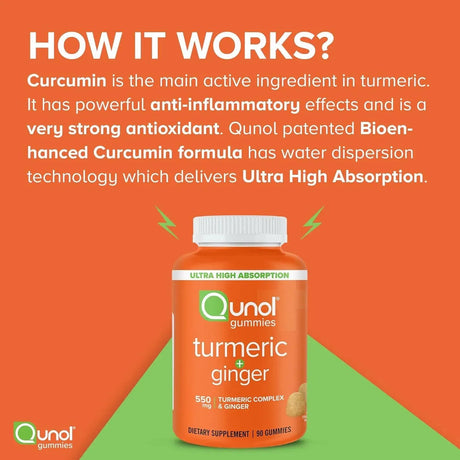 QUNOL - Qunol Turmeric and Ginger Gummies 90 Gomitas - The Red Vitamin MX - Suplementos Alimenticios - {{ shop.shopifyCountryName }}