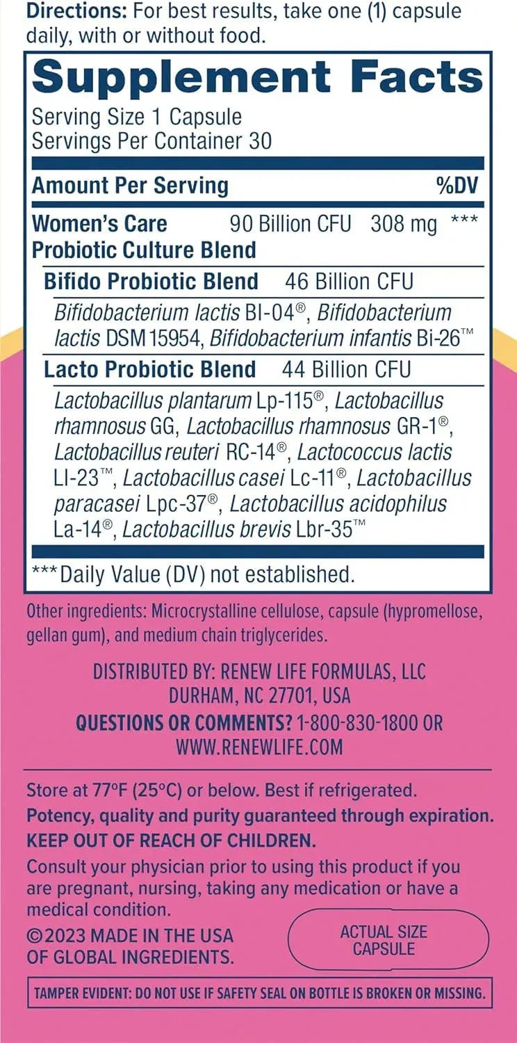 RENEWLIFE - Renew Life Women's Probiotic 90 Billion CFU 30 Capsulas - The Red Vitamin MX - Suplementos Alimenticios - {{ shop.shopifyCountryName }}