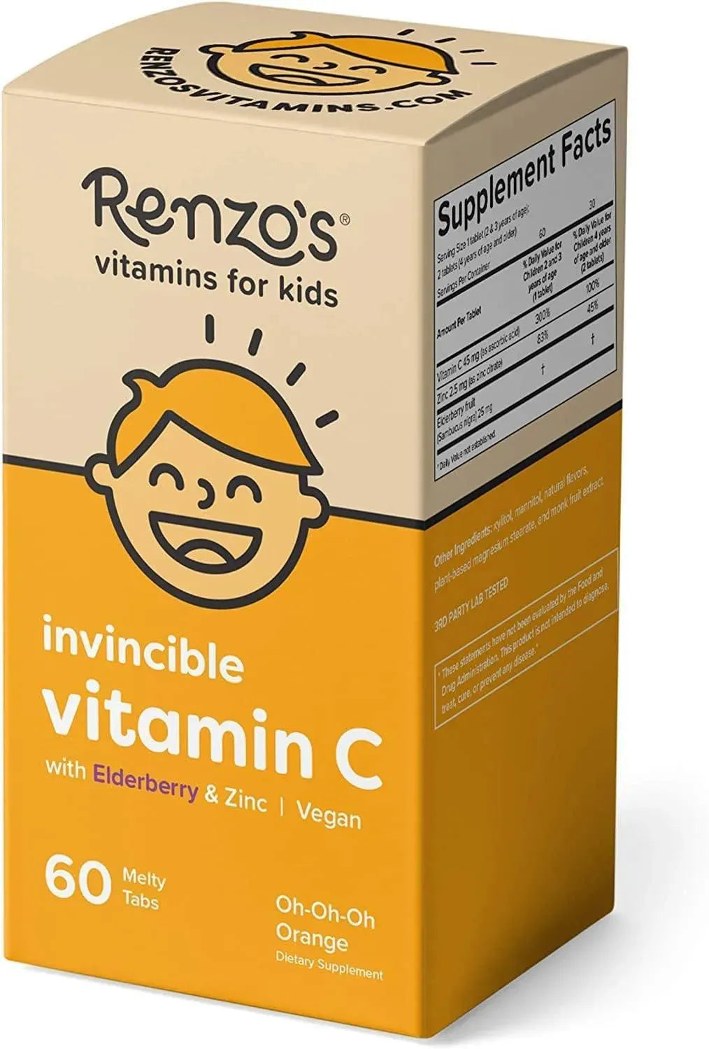 RENZO'S - Renzo's Invincible Vitamin C for Kids with Elderberry & Zinc 60 Tabletas - The Red Vitamin MX - Suplementos Alimenticios - {{ shop.shopifyCountryName }}