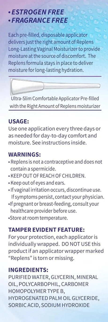 REPLENS - Replens Long-Lasting Vaginal Moisturizer 8 Pack - The Red Vitamin MX - Hidratantes Vaginales - {{ shop.shopifyCountryName }}