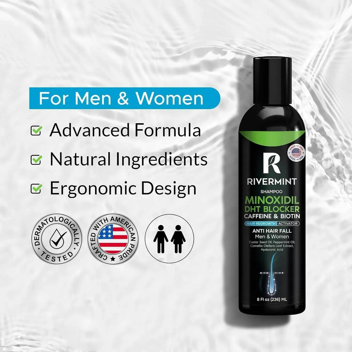 RIVERMINT - Rivermint Premium: Shampoo with Minoxidil, Biotin, DHT Blocker Saw Palmetto & Caffeine 236Ml. - The Red Vitamin MX - Shampoo Para Cabello - {{ shop.shopifyCountryName }}