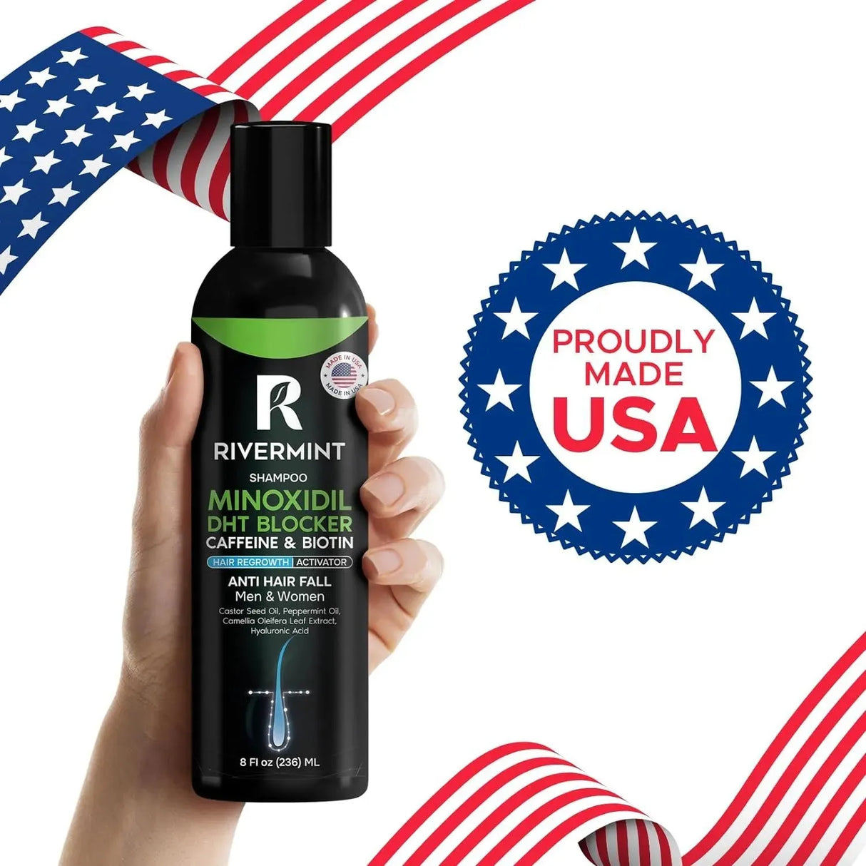 RIVERMINT - Rivermint Premium: Shampoo with Minoxidil, Biotin, DHT Blocker Saw Palmetto & Caffeine 236Ml. - The Red Vitamin MX - Shampoo Para Cabello - {{ shop.shopifyCountryName }}