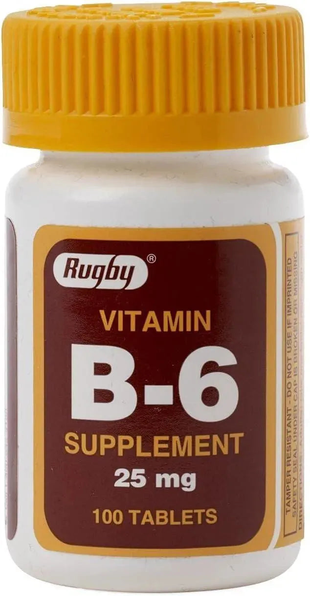 RUGBY LABORATORIES - Rugby Laboratories Vitamin B-6 25Mg. 100 Tabletas - The Red Vitamin MX - Suplementos Alimenticios - {{ shop.shopifyCountryName }}