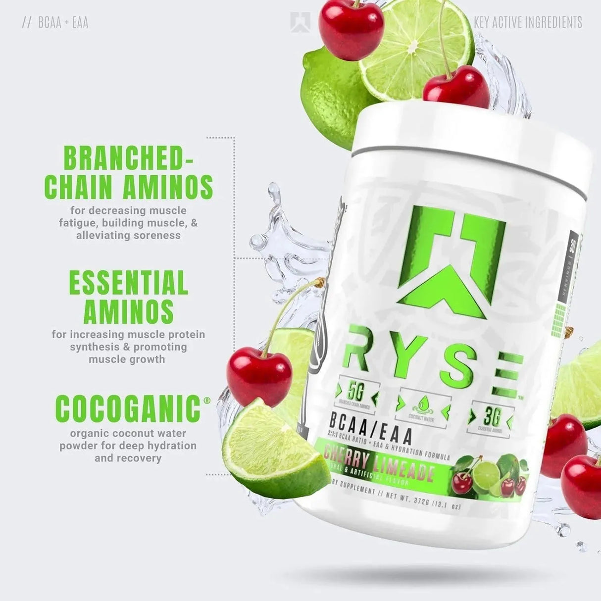 RYSE UP SUPPLEMENTS - RYSE Up Supplements Core Series BCAA+EAA 30 Servicios Cherry Limeade 372Gr. - The Red Vitamin MX - Suplementos Alimenticios - {{ shop.shopifyCountryName }}