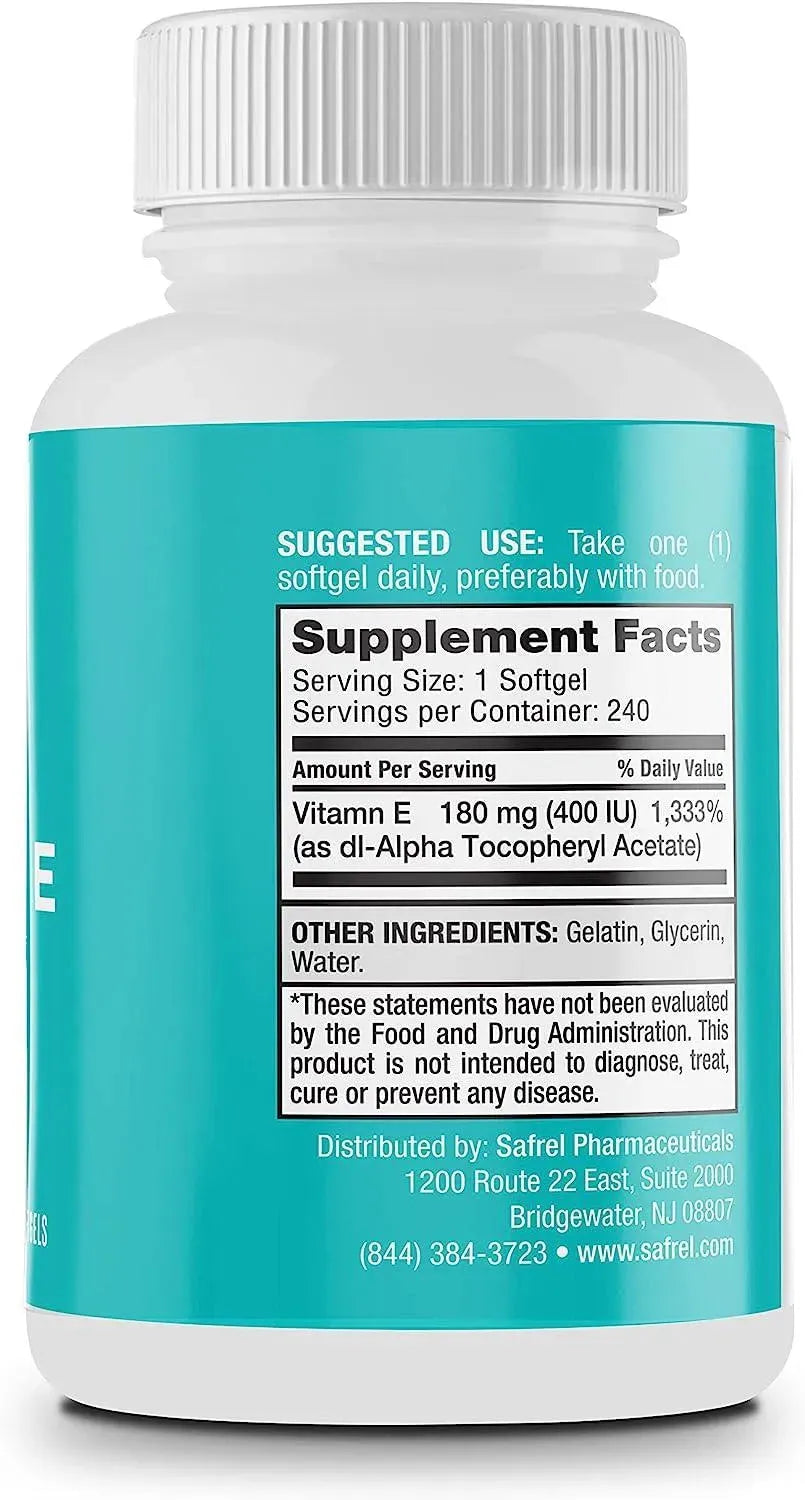 SAFREL - Safrel Vitamin E 180Mg. 240 Capsulas Blandas - The Red Vitamin MX - Suplementos Alimenticios - {{ shop.shopifyCountryName }}