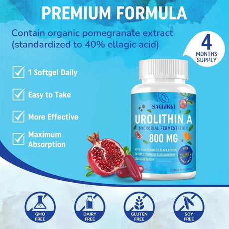 SAGLIKLI - Saglikli Urolithin A 800Mg. 120 Capsulas 2 Pack - The Red Vitamin MX - Suplementos Alimenticios - {{ shop.shopifyCountryName }}