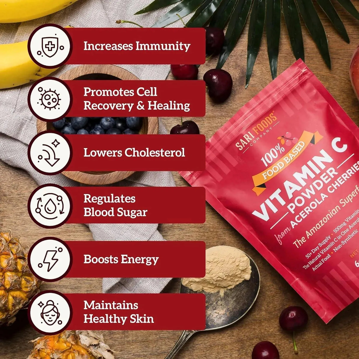 SARI FOODS - Sari Foods Organic Acerola Cherry Powder 170Gr. - The Red Vitamin MX - Suplementos Alimenticios - {{ shop.shopifyCountryName }}