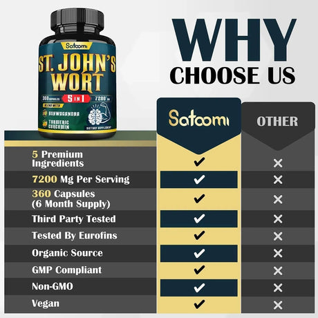 SATOOMI - Satoomi 5in1 Extract St. John's Wort 7200Mg. 360 Capsulas - The Red Vitamin MX - Suplementos Alimenticios - {{ shop.shopifyCountryName }}