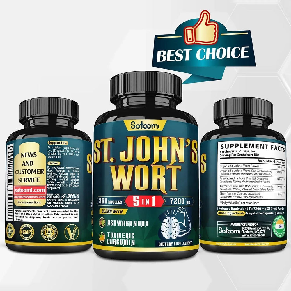 SATOOMI - Satoomi 5in1 Extract St. John's Wort 7200Mg. 360 Capsulas - The Red Vitamin MX - Suplementos Alimenticios - {{ shop.shopifyCountryName }}