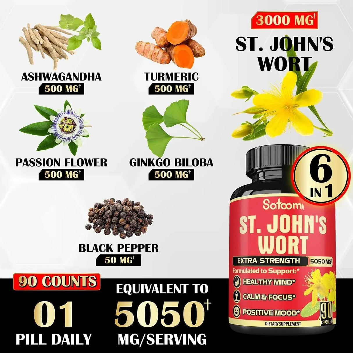 SATOOMI - Satoomi St. John's Wort 5050Mg. 90 Capsulas - The Red Vitamin MX - Suplementos Alimenticios - {{ shop.shopifyCountryName }}
