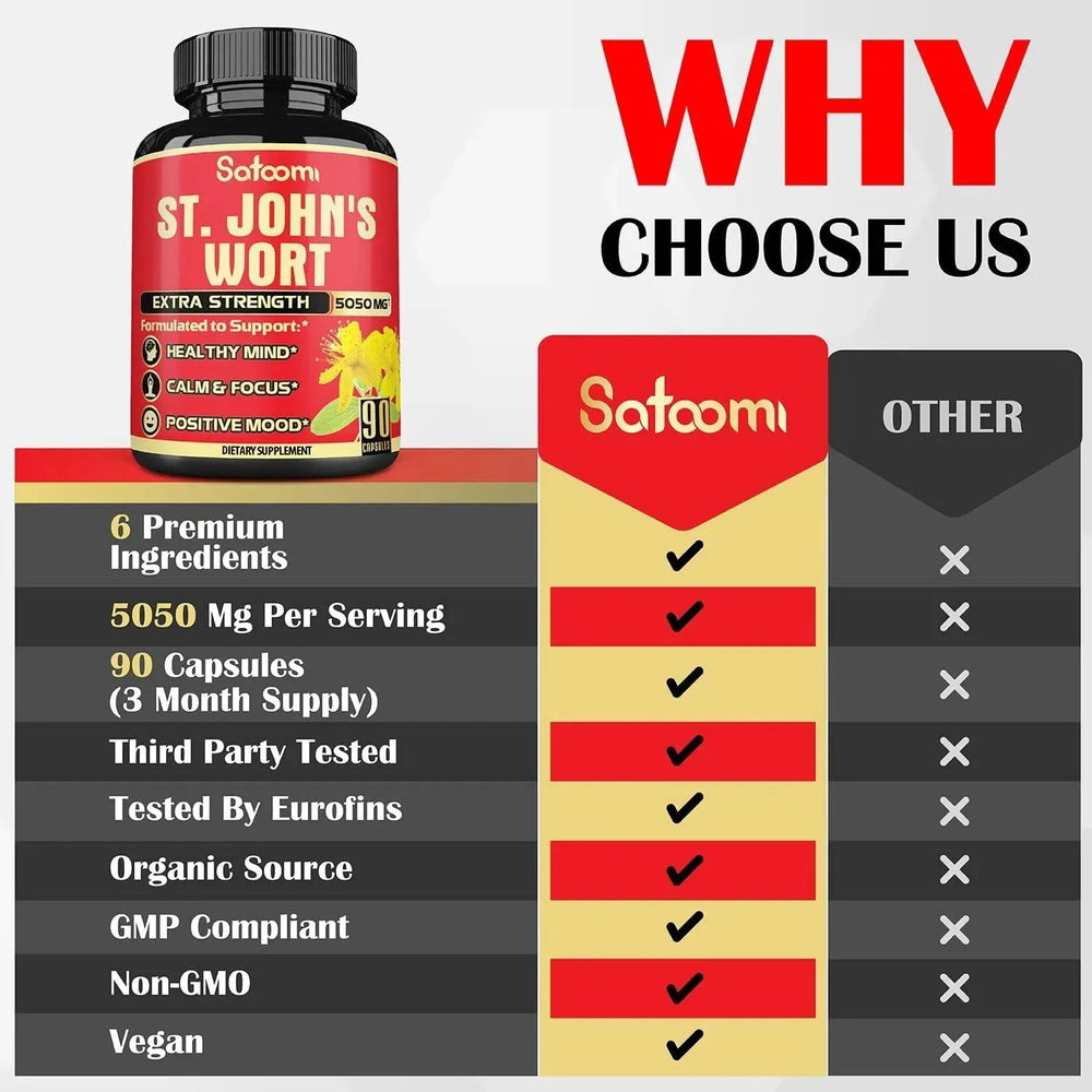 SATOOMI - Satoomi St. John's Wort 5050Mg. 90 Capsulas - The Red Vitamin MX - Suplementos Alimenticios - {{ shop.shopifyCountryName }}