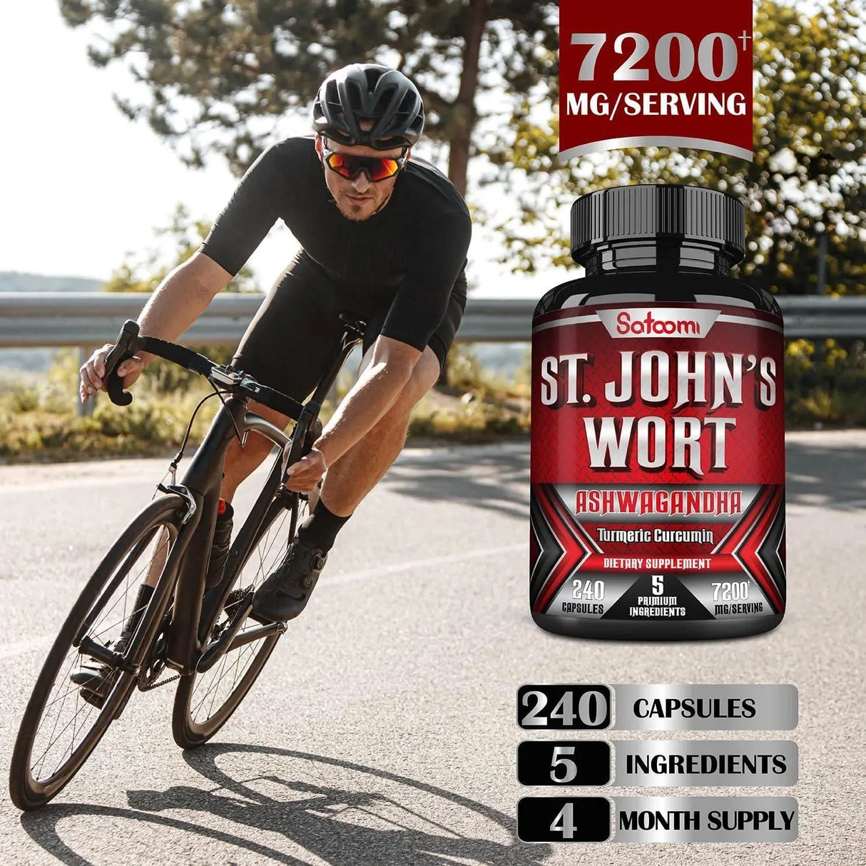 SATOOMI - Satoomi St. John's Wort 7200Mg. 5 Herbs with Ashwagandha, Turmeric & Black Pepper 240 Capsulas - The Red Vitamin MX - Suplementos Alimenticios - {{ shop.shopifyCountryName }}