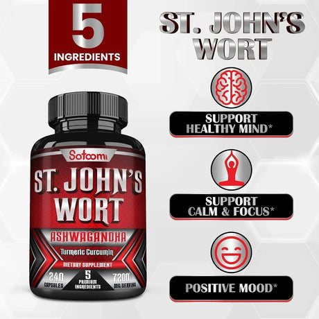 SATOOMI - Satoomi St. John's Wort 7200Mg. 5 Herbs with Ashwagandha, Turmeric & Black Pepper 240 Capsulas - The Red Vitamin MX - Suplementos Alimenticios - {{ shop.shopifyCountryName }}
