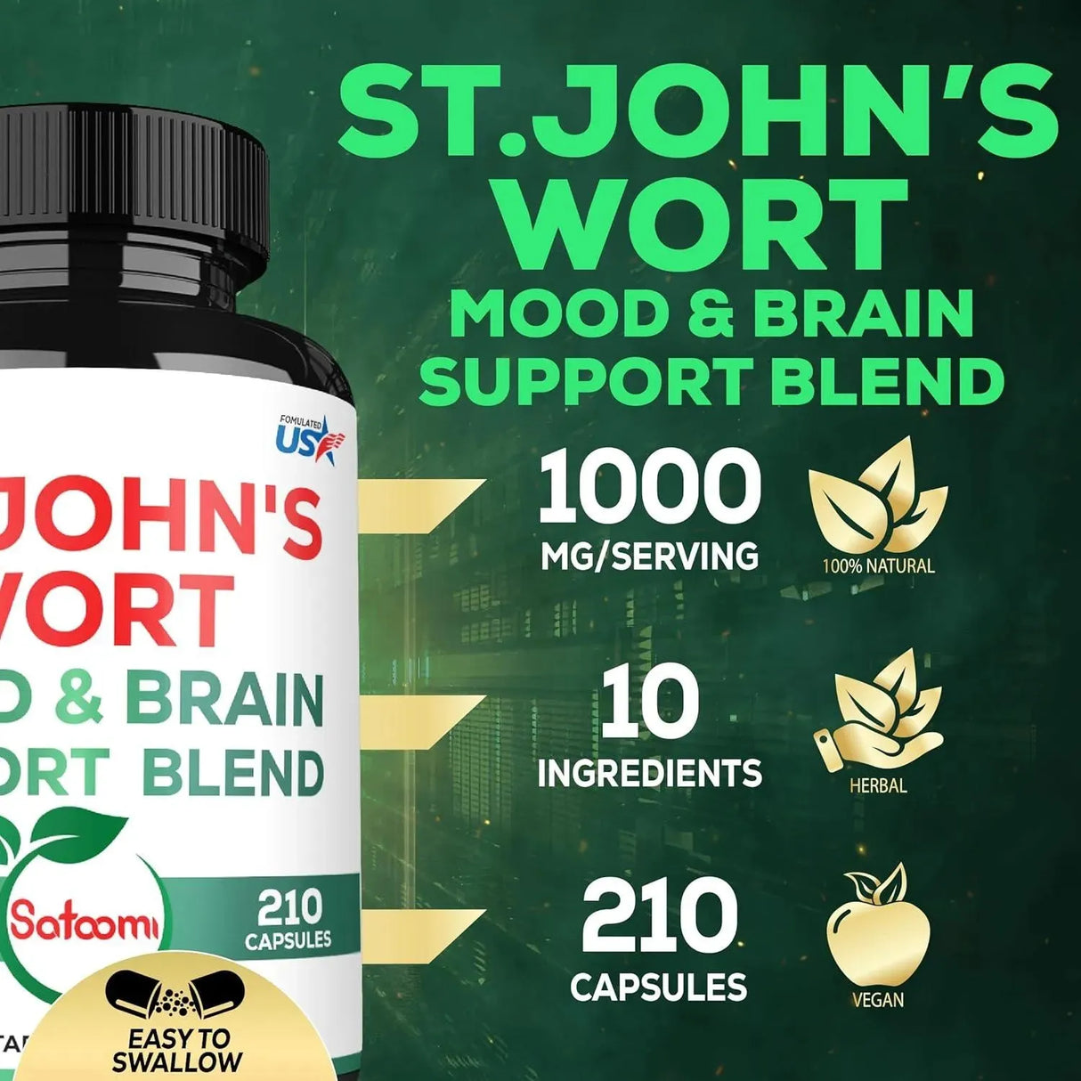SATOOMI - Satoomi St Johns Wort 1000Mg. 210 Capsulas - The Red Vitamin MX - Suplementos Alimenticios - {{ shop.shopifyCountryName }}