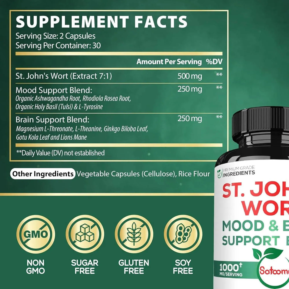 SATOOMI - Satoomi St Johns Wort 1000Mg. 60 Capsulas - The Red Vitamin MX - Suplementos Alimenticios - {{ shop.shopifyCountryName }}