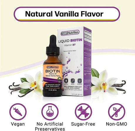 SBR NUTRITION - SBR Nutrition Biotin Liquid Drops 5000 mcg 30Ml. Vanilla - The Red Vitamin MX - Suplementos Alimenticios - {{ shop.shopifyCountryName }}