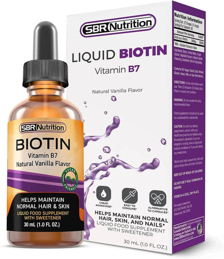 SBR NUTRITION - SBR Nutrition Biotin Liquid Drops 5000 mcg 30Ml. Vanilla - The Red Vitamin MX - Suplementos Alimenticios - {{ shop.shopifyCountryName }}
