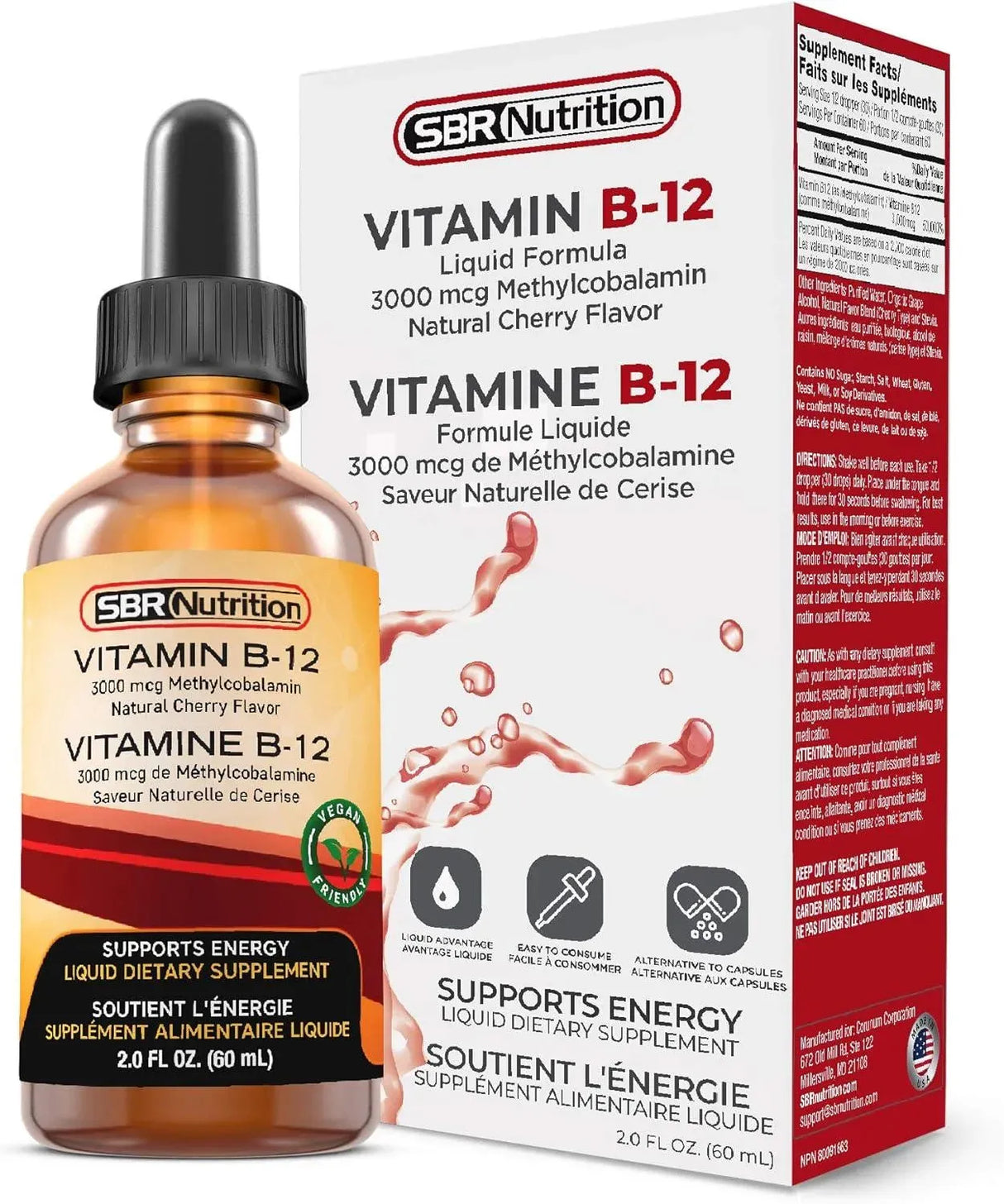 SBR NUTRITION - SBR Nutrition Vitamin B12 Sublingual Liquid Drops 3000mcg 60Ml. - The Red Vitamin MX - Suplementos Alimenticios - {{ shop.shopifyCountryName }}