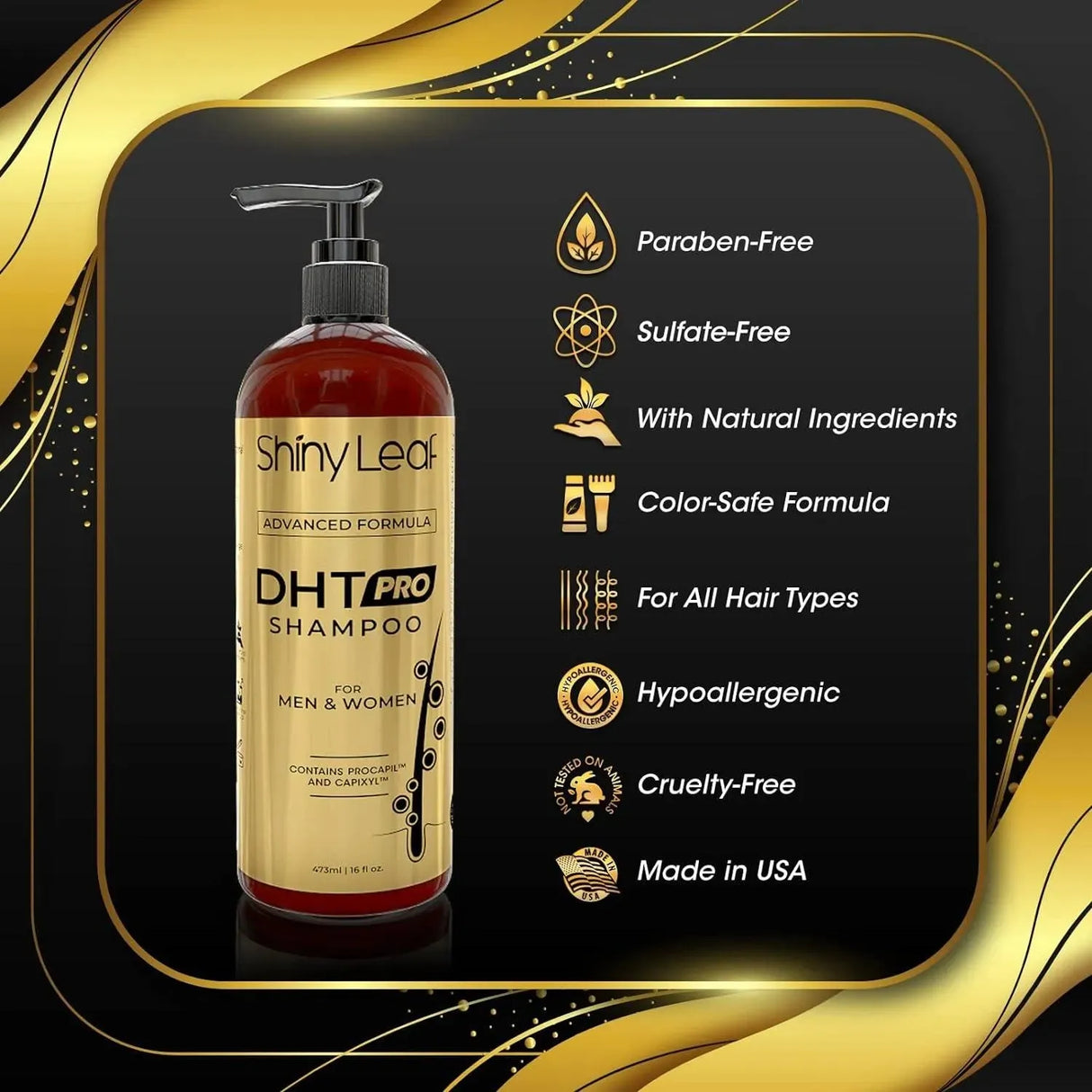 SHINY LEAF - Shiny Leaf DHT Pro Shampoo Advanced Formula with Procapil and Capixyl 473Ml. - The Red Vitamin MX - Shampoo Para Cabello - {{ shop.shopifyCountryName }}