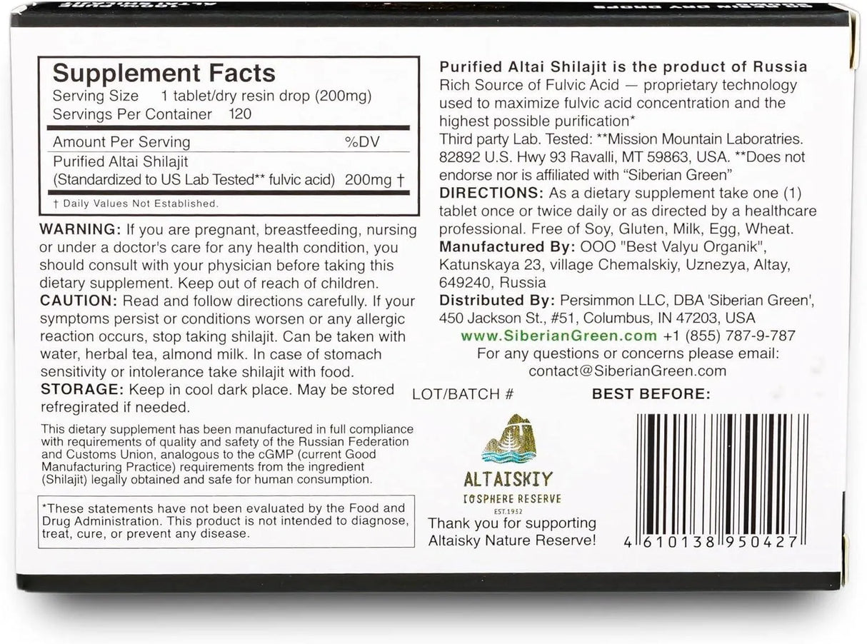 SIBERIAN GREEN - Siberian Green Premium Pure Shilajit Dry Drops by Siberian Green Altai "Golden Mountains" 120 Gotas - The Red Vitamin MX - Suplementos Alimenticios - {{ shop.shopifyCountryName }}