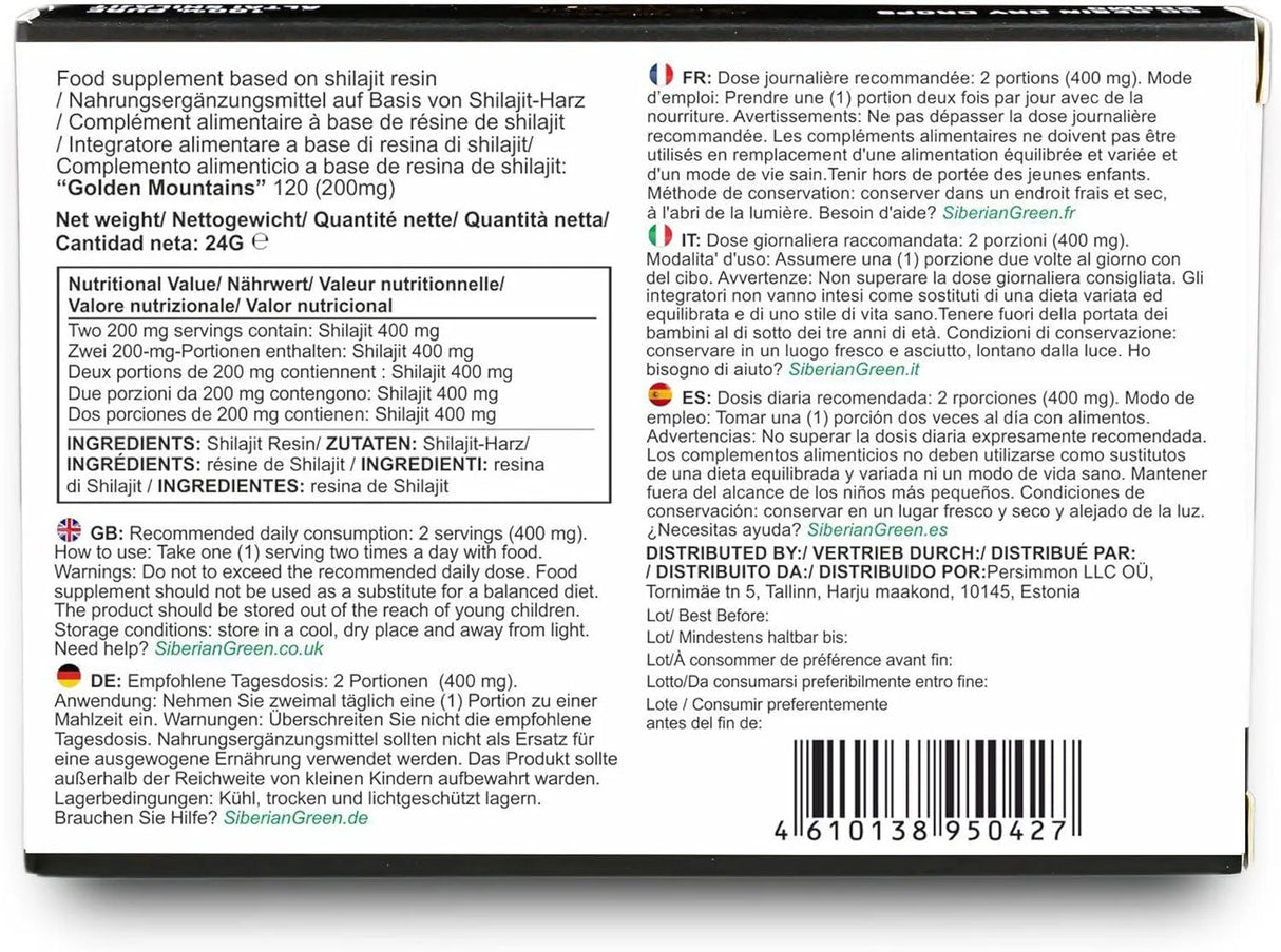 SIBERIAN GREEN - Siberian Green Premium Pure Shilajit Dry Drops by Siberian Green Altai "Golden Mountains" 120 Gotas - The Red Vitamin MX - Suplementos Alimenticios - {{ shop.shopifyCountryName }}