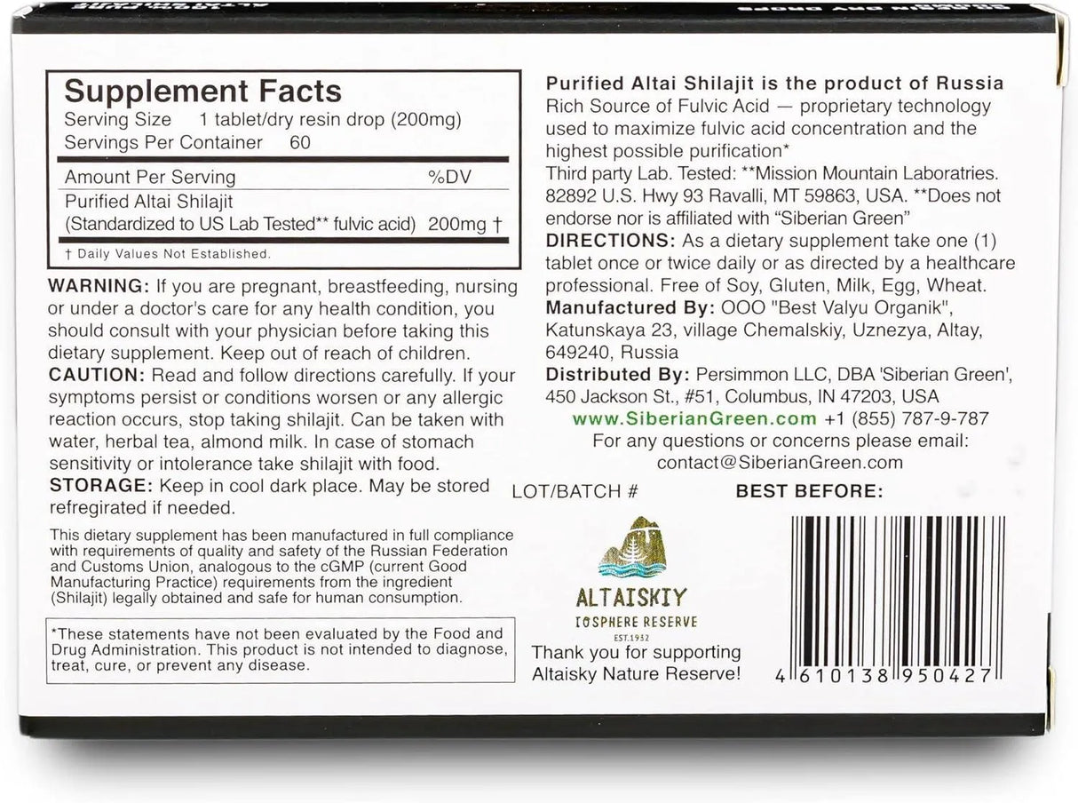 SIBERIAN GREEN - Siberian Green Premium Pure Shilajit Dry Drops by Siberian Green Altai "Golden Mountains" 60 Gotas - The Red Vitamin MX - Suplementos Alimenticios - {{ shop.shopifyCountryName }}