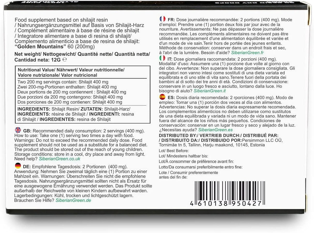 SIBERIAN GREEN - Siberian Green Premium Pure Shilajit Dry Drops by Siberian Green Altai "Golden Mountains" 60 Gotas - The Red Vitamin MX - Suplementos Alimenticios - {{ shop.shopifyCountryName }}