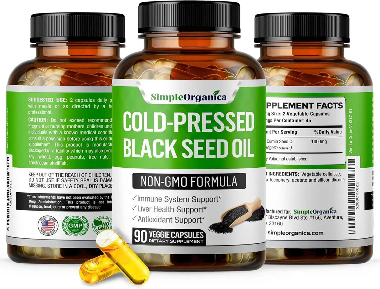 SIMPLE ORGANICA - Simple Organica Black Seed Oil 1000Mg. 90 Capsulas - The Red Vitamin MX - Suplementos Alimenticios - {{ shop.shopifyCountryName }}