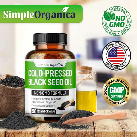 SIMPLE ORGANICA - Simple Organica Black Seed Oil 1000Mg. 90 Capsulas - The Red Vitamin MX - Suplementos Alimenticios - {{ shop.shopifyCountryName }}