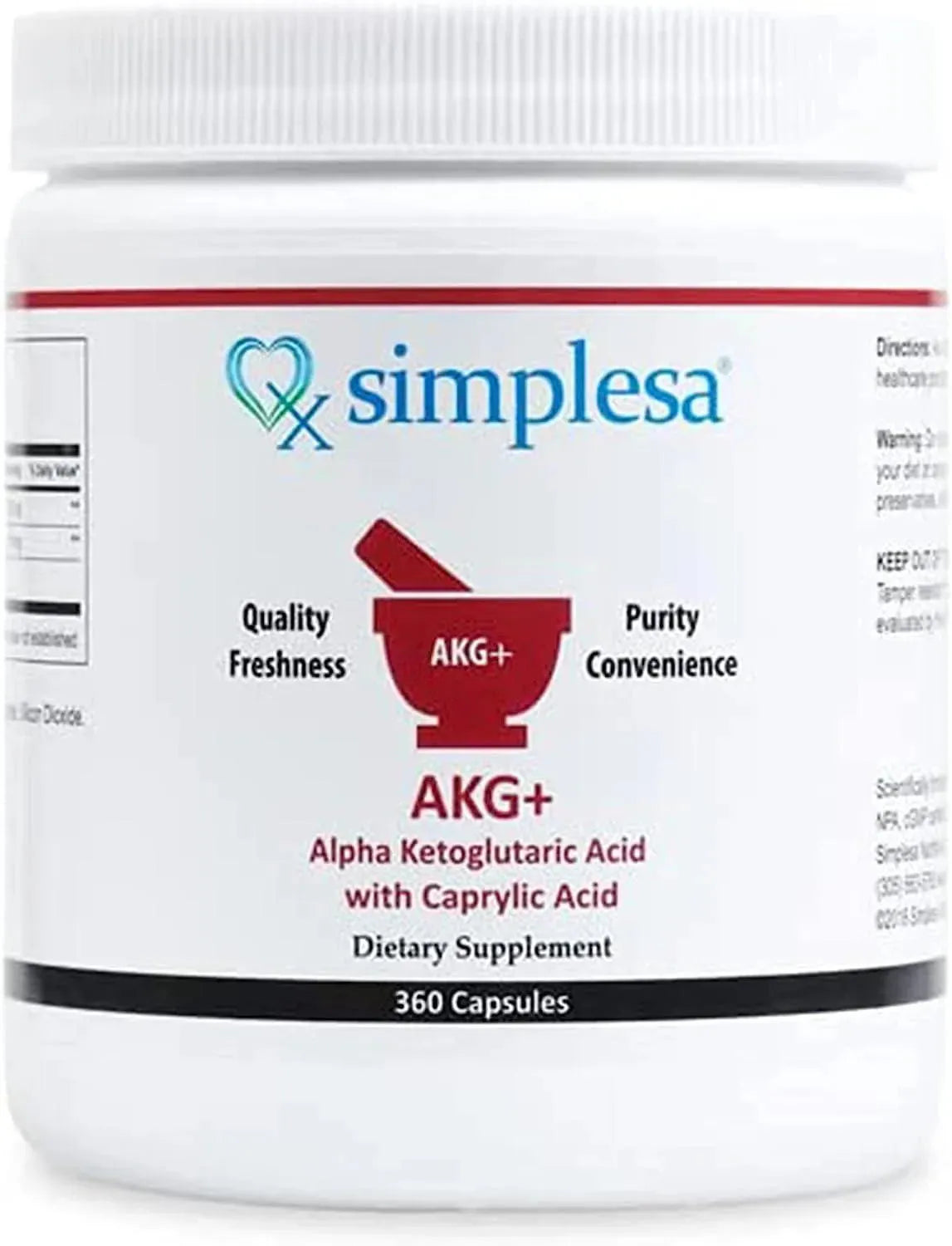 SIMPLESA NUTRITION - Simplesa Nutrition Alpha Ketoglutaric Acid Plus Caprylic Acid 360 Capsulas - The Red Vitamin MX - Suplementos Alimenticios - {{ shop.shopifyCountryName }}