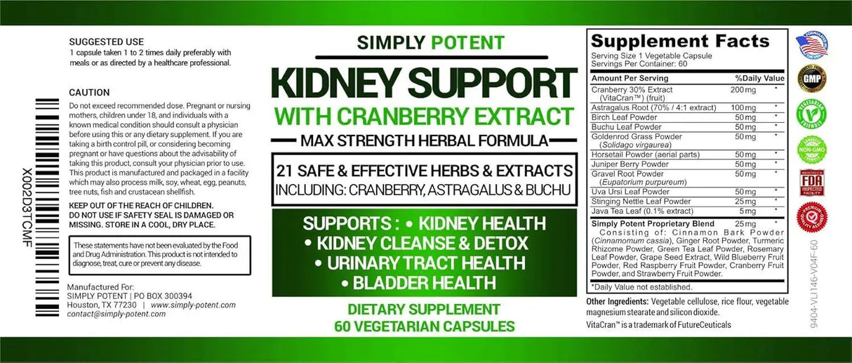 SIMPLY POTENT - Simply Potent Kidney Support 60 Capsulas - The Red Vitamin MX - Suplementos Alimenticios - {{ shop.shopifyCountryName }}